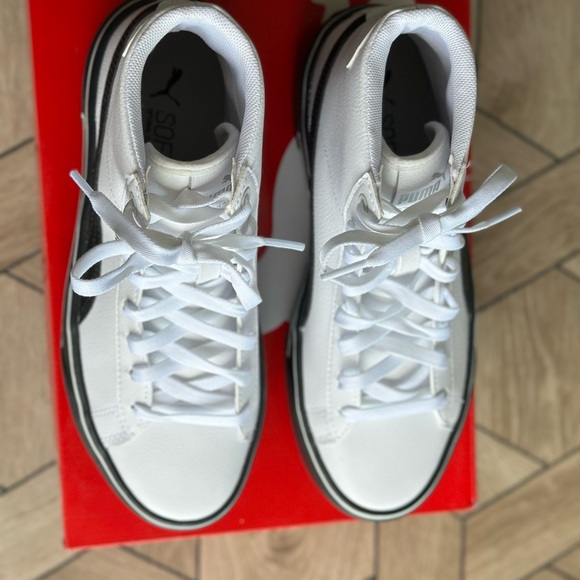 Puma Kaia Mid L White and Black High-Top Sneakers - Picture 6 of 14